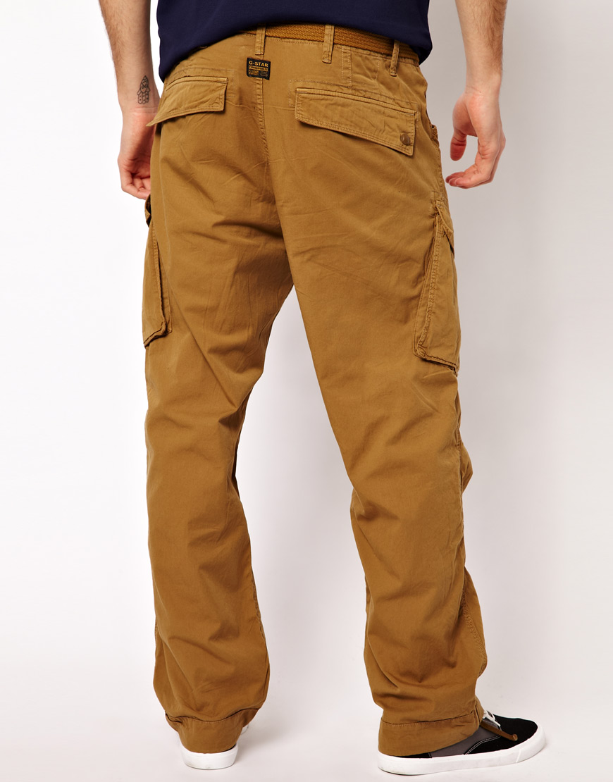 G-star raw G Star Cargo Pants Rovic Loose with Belt in Brown for Men | Lyst