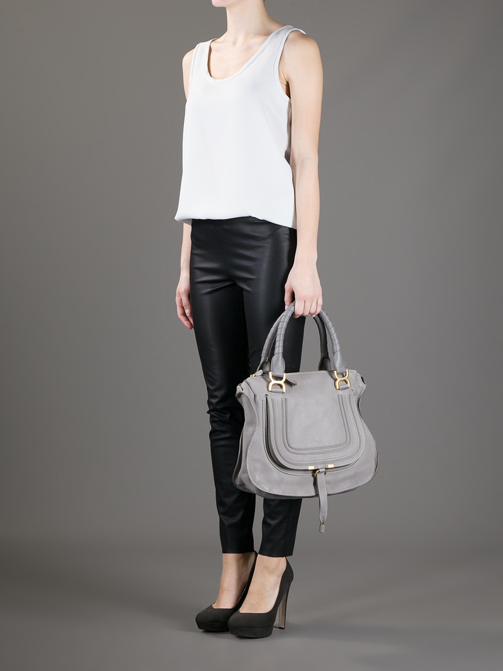 Lyst - Chloé Marcie Tote Bag in Gray