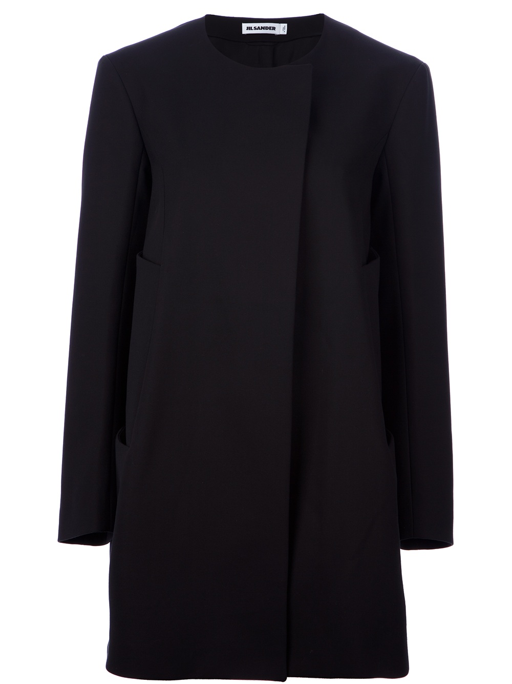 Lyst - Jil Sander Collarless Coat in Black