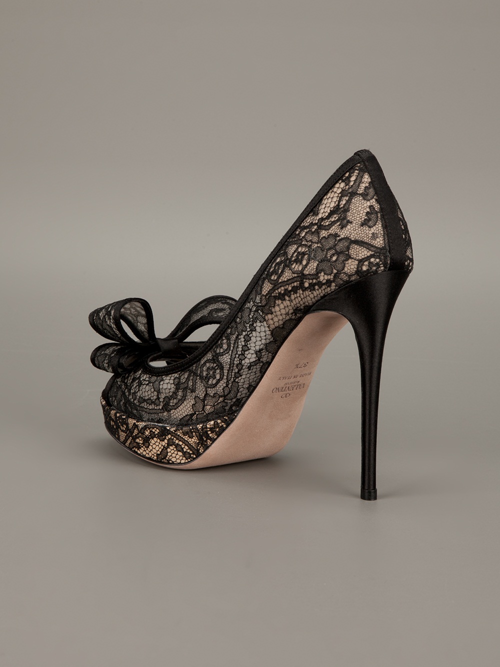 black lace open toe heels
