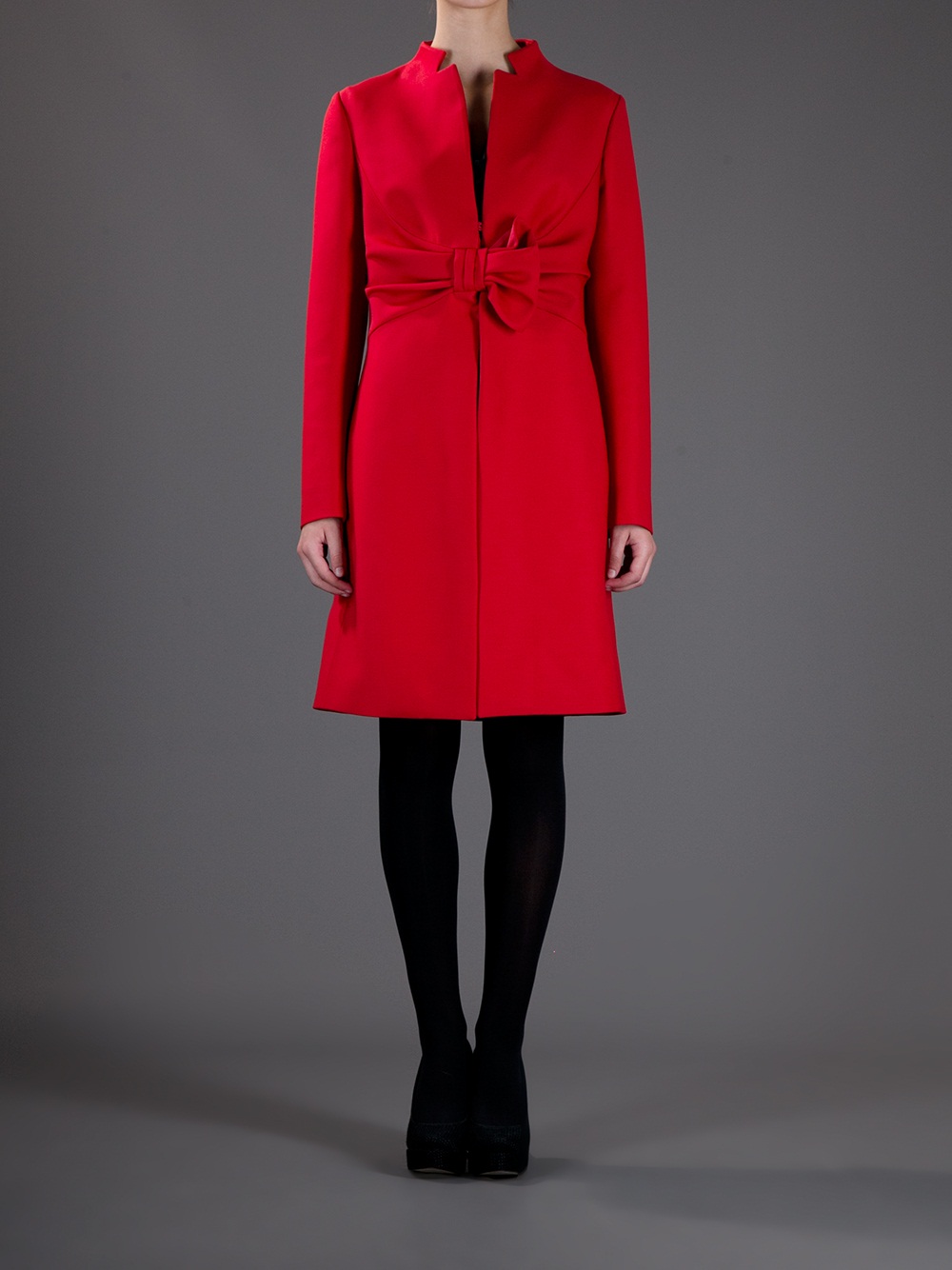 Valentino Bow Coat in Red | Lyst