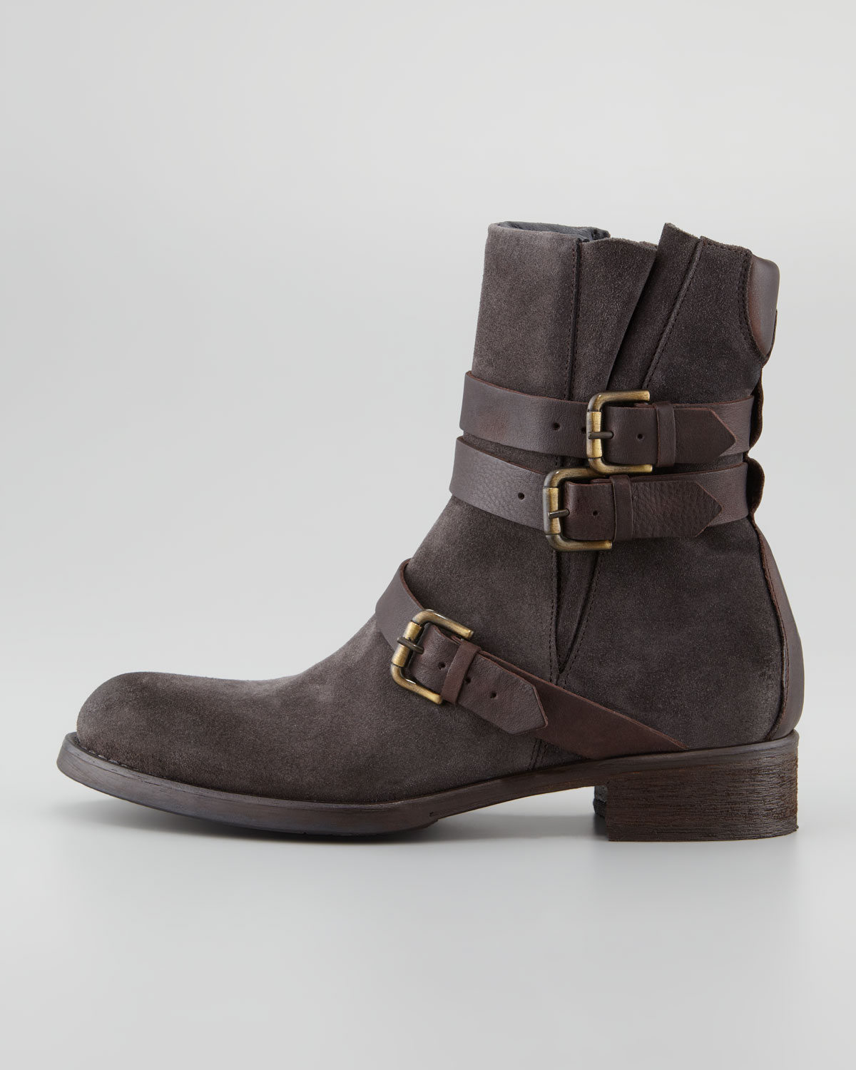 Lyst - Alberto fermani Suede Buckled Ankle Boot Anthracite in Gray