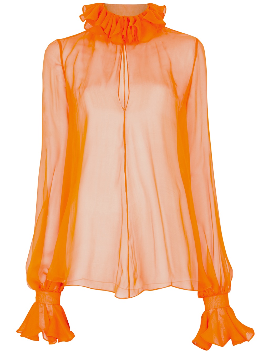 Alexander McQueen Ruffle Collar Blouse in Orange - Lyst