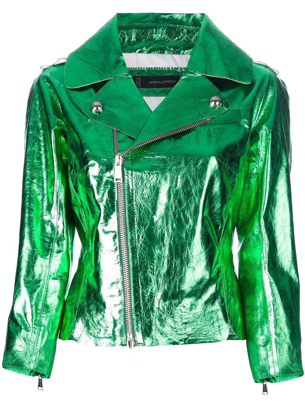 Lyst - DSquared² Metallic Leather Jacket in Green