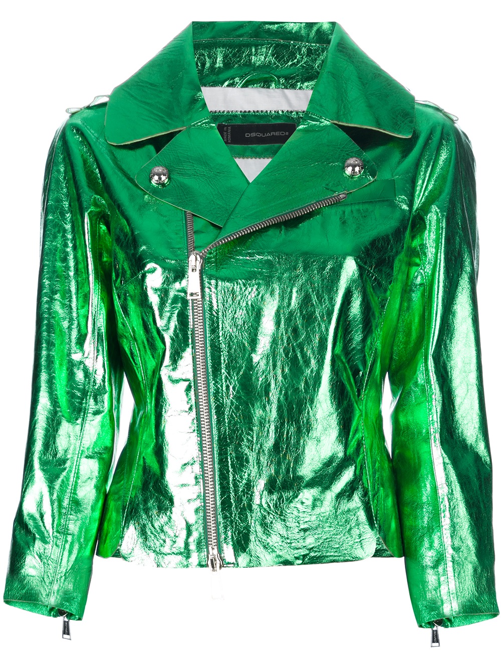 Lyst - Dsquared² Metallic Leather Jacket in Green