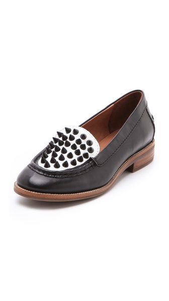 studded black loafers womens