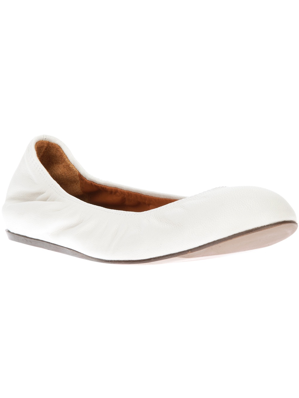 Lyst - Lanvin Round Toe Ballet Flats in White