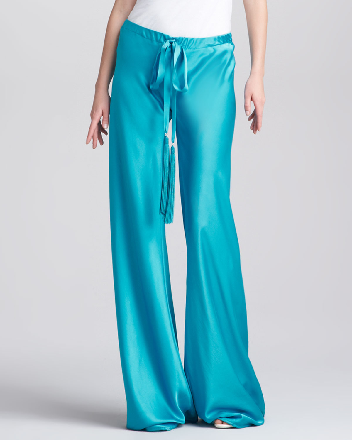 Lyst - Roberto Cavalli Silk Charmeuse Palazzo Pants Turquoise in Green