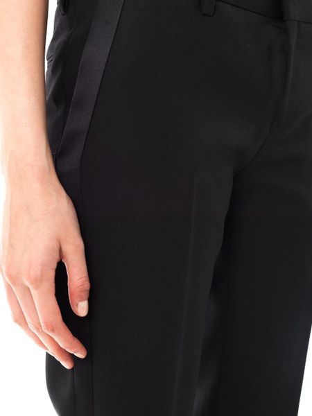 Saint Laurent Satin Stripe Tuxedo Trousers in Black | Lyst