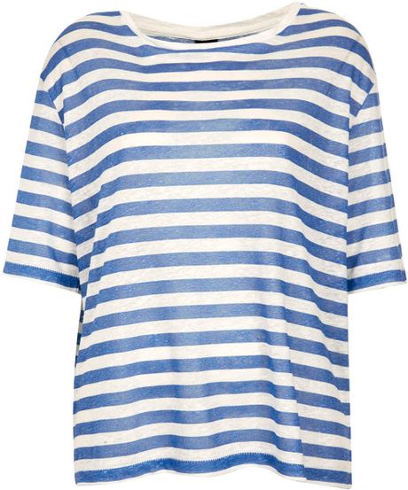 Topshop Stripe Linen Tee By Boutique in Blue | Lyst