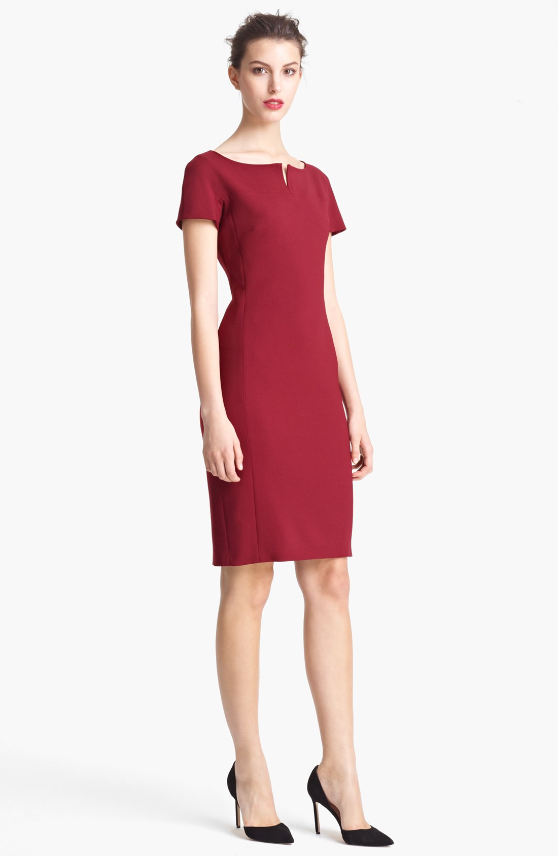 Max Mara Capo Split Neck Dress in Red | Lyst