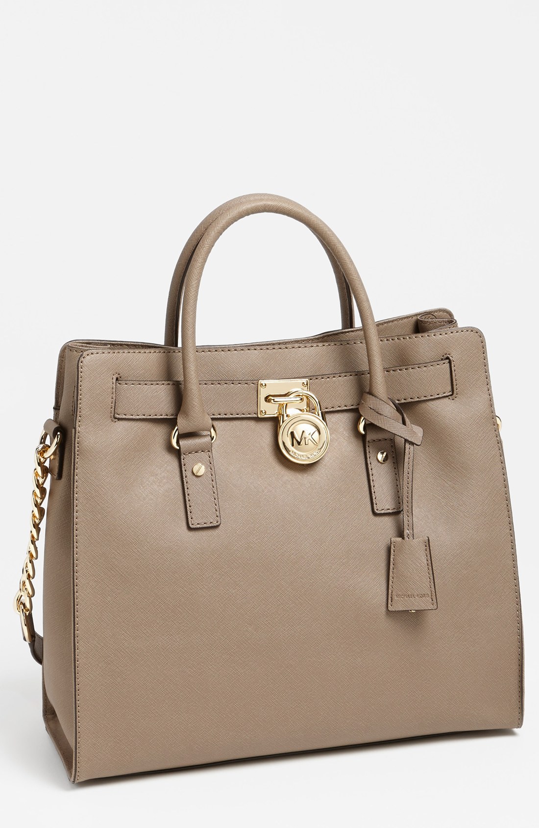 Michael michael kors Hamilton Large Saffiano Leather Tote in Brown (Dark Dune) | Lyst