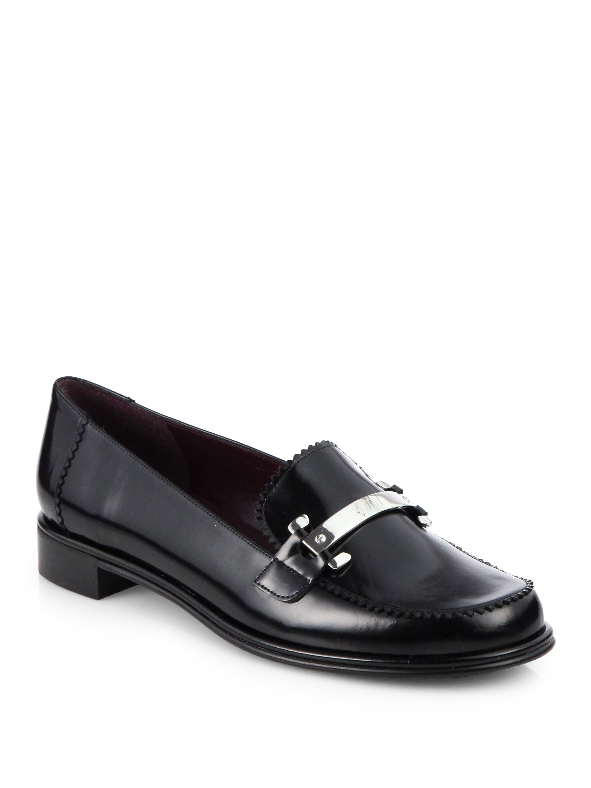 Lyst - Stuart Weitzman Piracy Polished Leather Loafers in Black