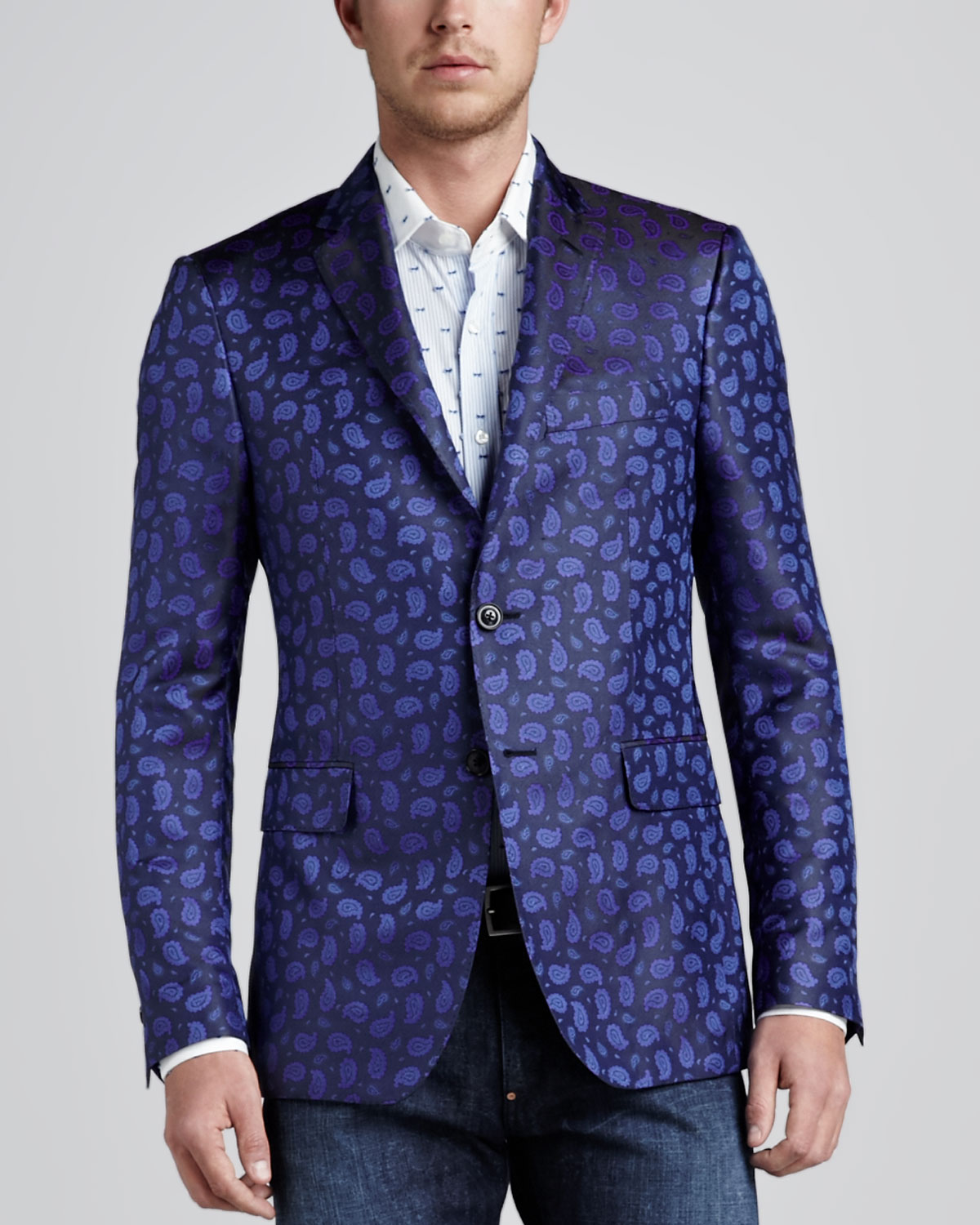 Etro Silk Paisley Sport Coat in Blue for Men | Lyst