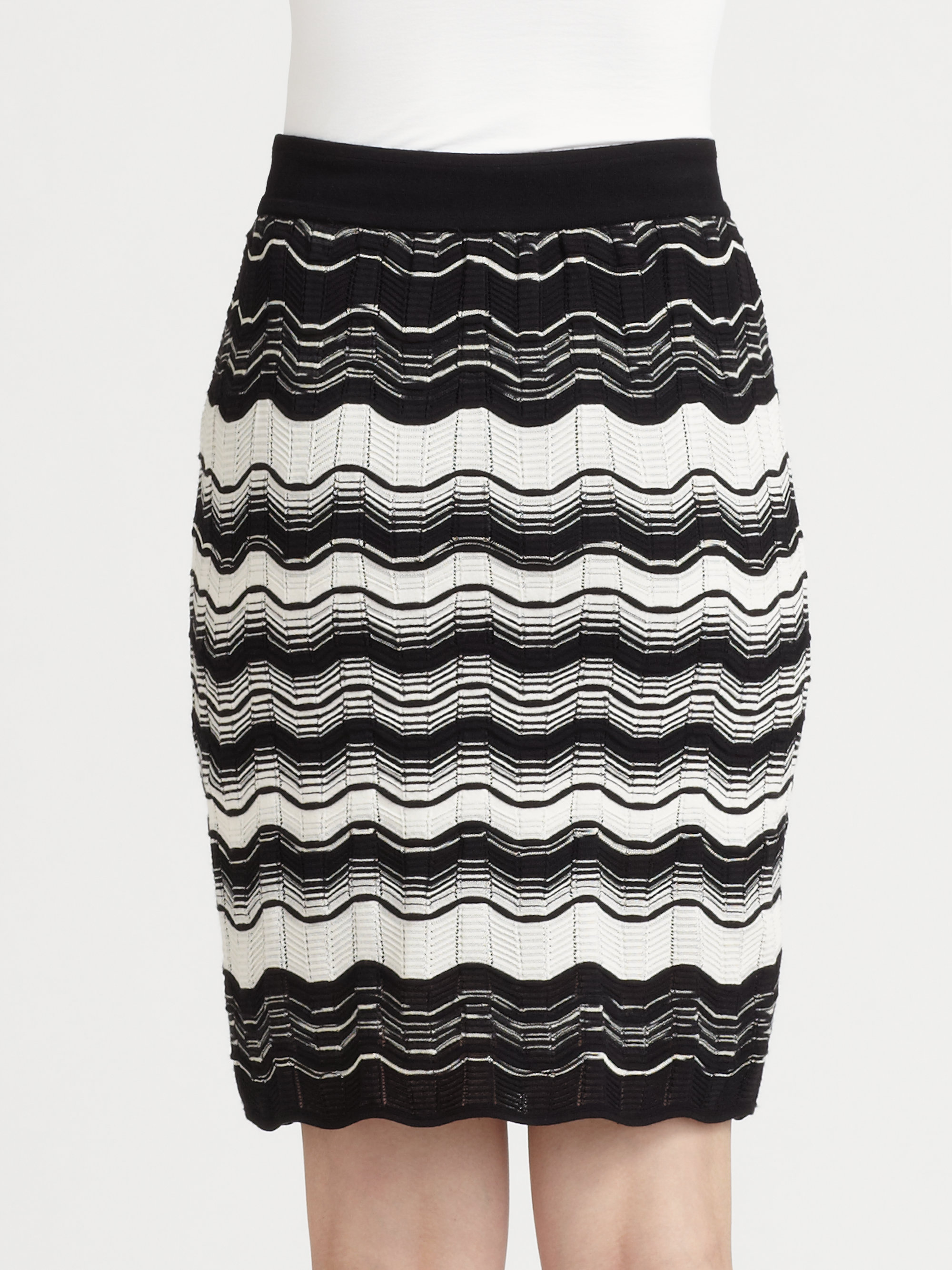 M missoni Zigzag Striped Knit Skirt in Black (BLACK-WHITE STRIPE) | Lyst