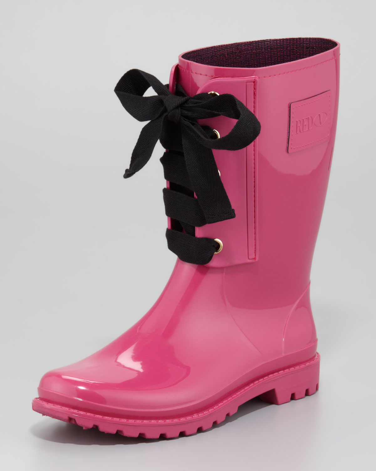 Lyst - Red Valentino Short Laceup Rain Boot in Pink