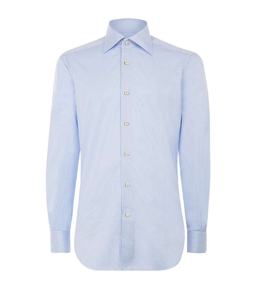 Kiton Plain Cotton Shirt in Blue for Men | Lyst