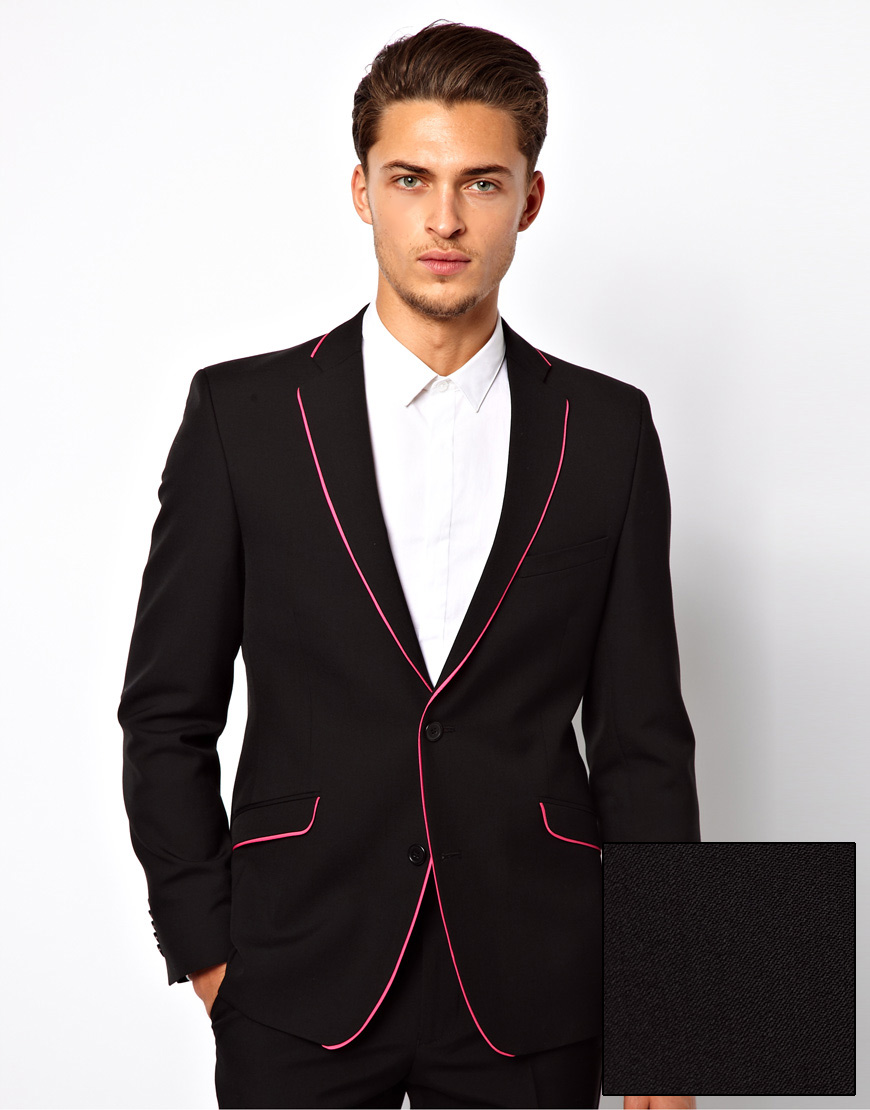 Lyst - Lambretta Suit Jacket with Neon Trim in Black for Men