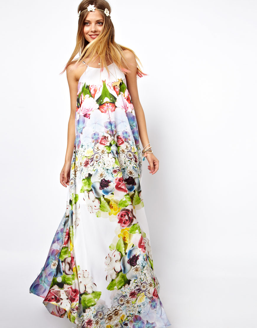 Asos Salon Floral Print Maxi Dress - Lyst