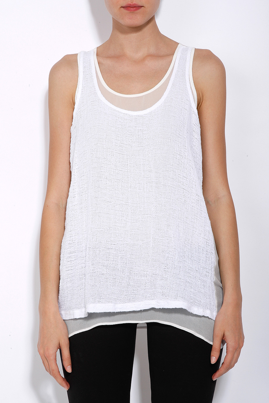 Clu Chiffon Layered Tank Top in White | Lyst