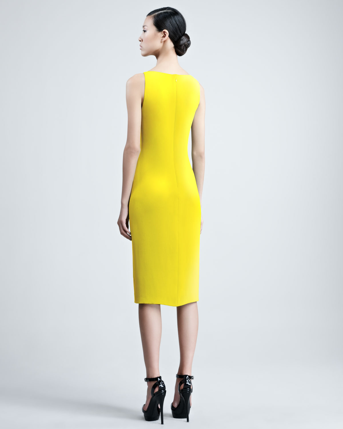 Lyst Ralph Lauren Collection Charisse Silk Cady Dress Yellow in Yellow