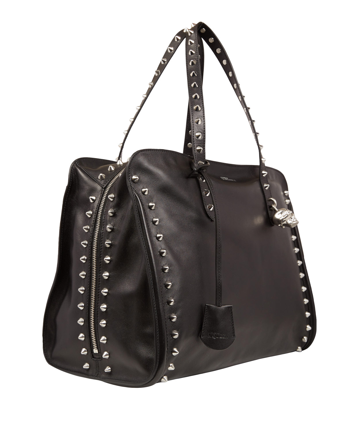 Lyst - Alexander McQueen Black Studded Skull Padlock Tote in Black