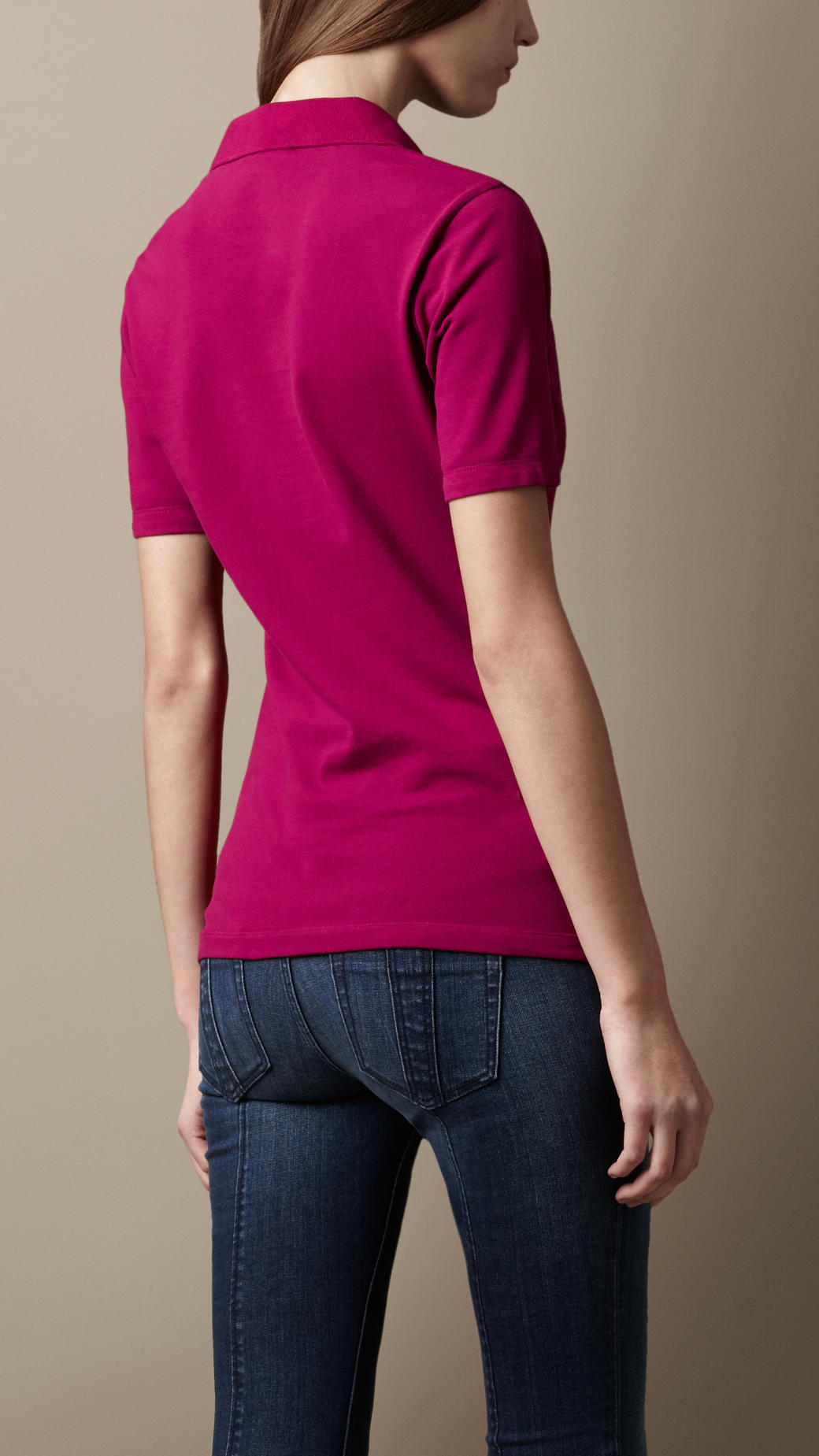 Lyst Burberry Check Lined Polo Shirt in Purple