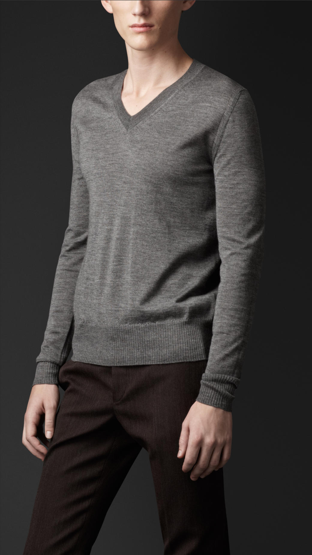 Lyst - Burberry Cashmere Silk V-neck Sweater in Gray for Men