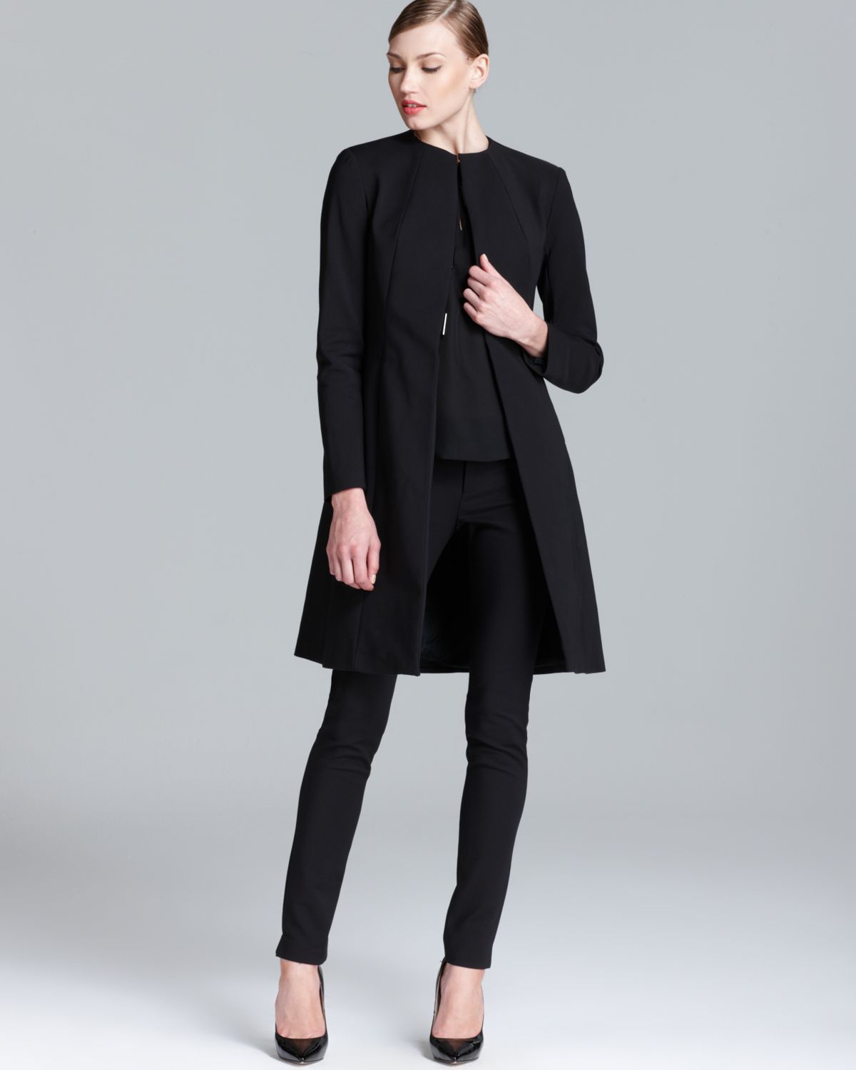 Raoul Collarless Coat in Black | Lyst