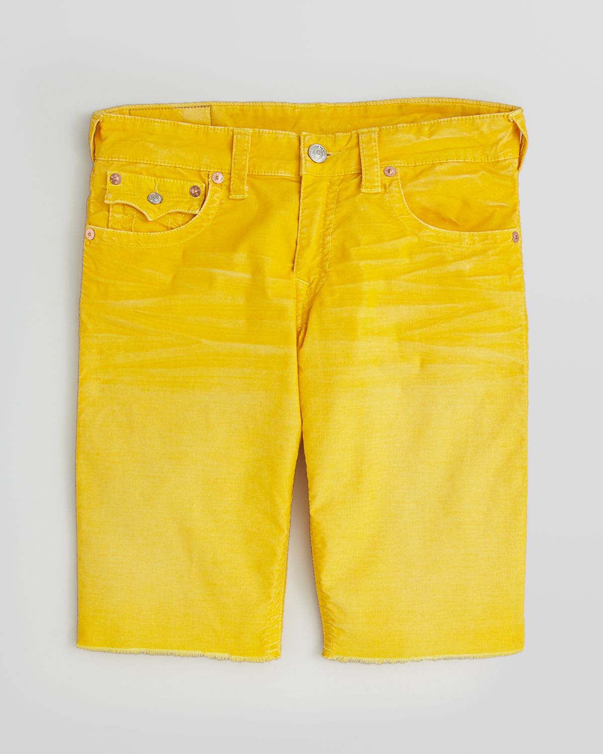 Lyst - True Religion Ricky Cord Cutoff Shorts in Yellow for Men