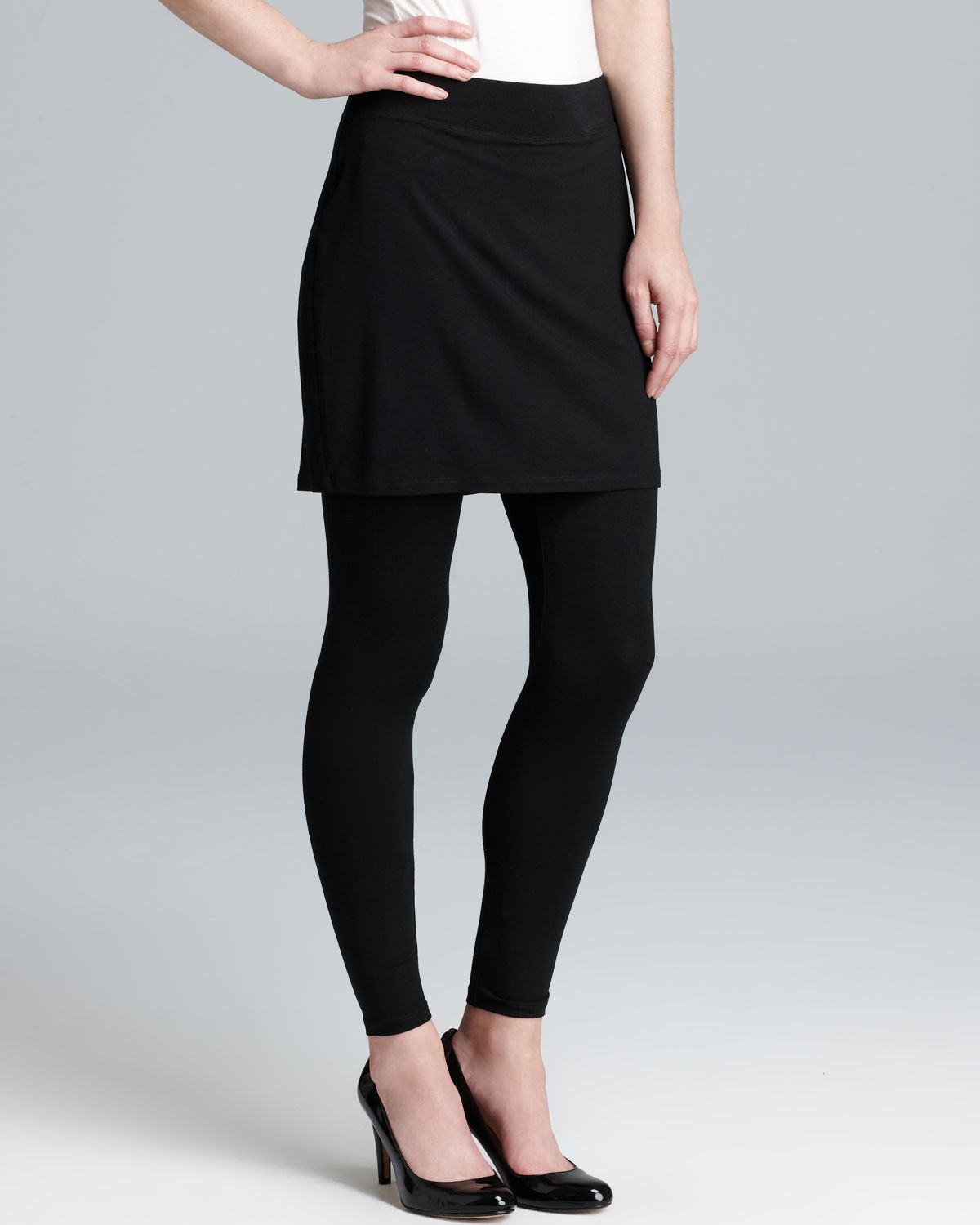 Eileen fisher Skirted Ankle Leggings in Black | Lyst