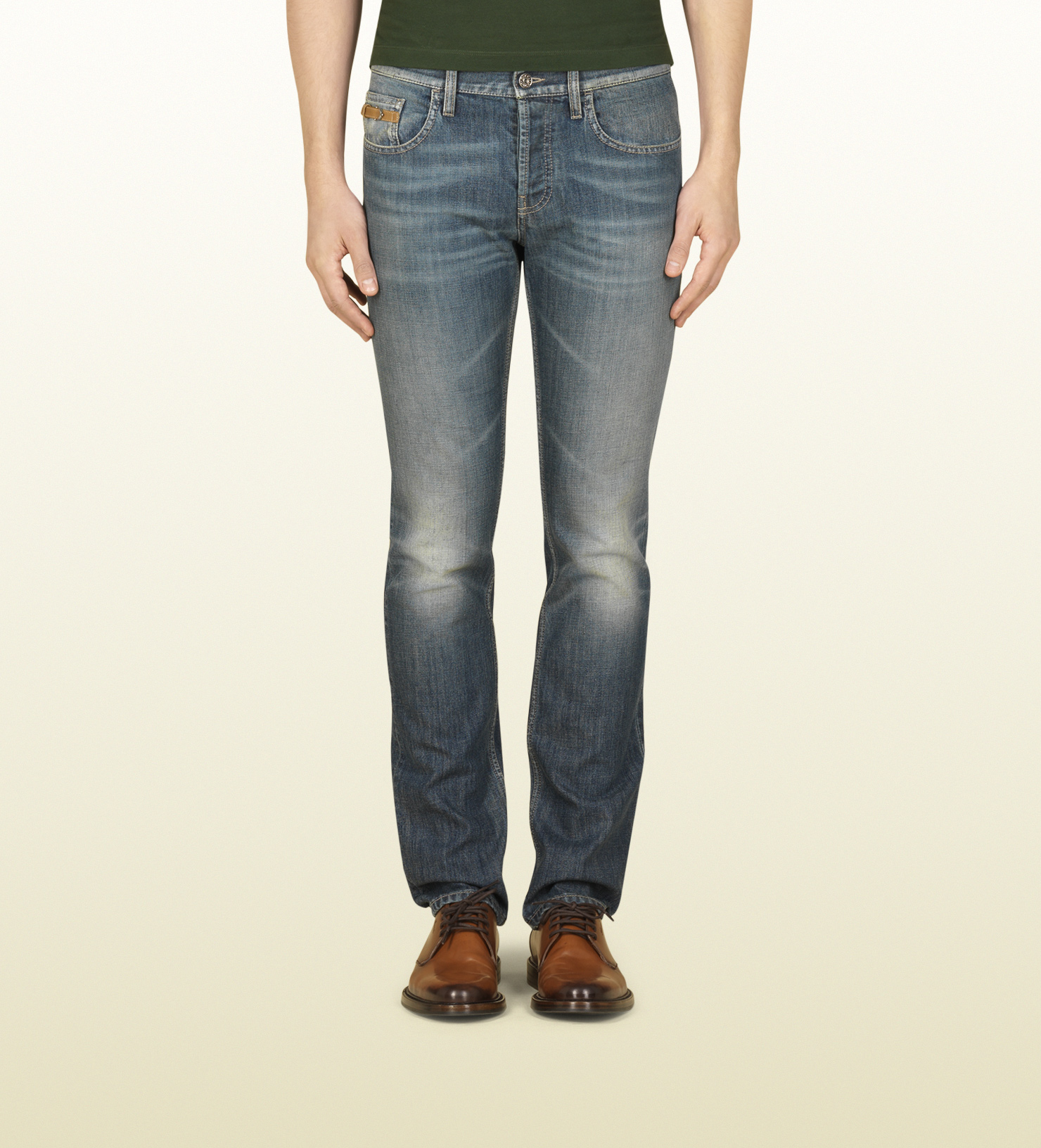 Gucci Flared Embroidered Patches Denim Jeans in Blue