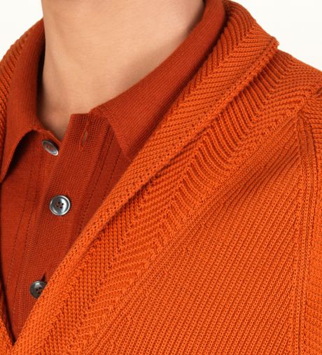 Gucci Orange Silk and Cotton English Rib Cardigan in Orange for Men | Lyst