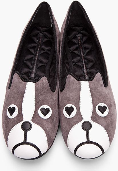 Marc By Marc Jacobs Grey Suede Pug Face Friends Of Mine Slippers in ...
