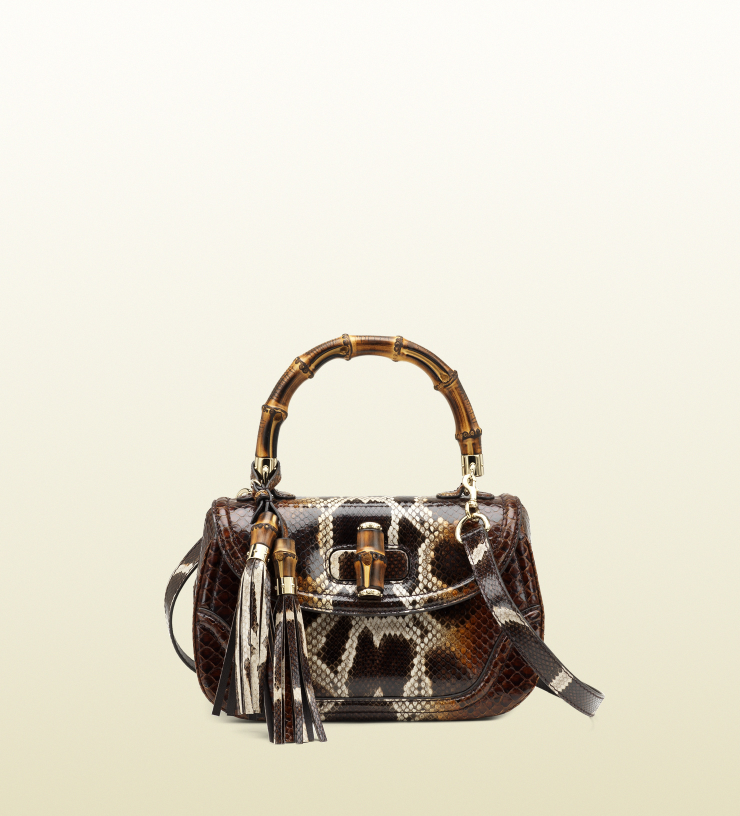 Gucci New Bamboo Python Top Handle Bag in Animal (bamboo) | Lyst