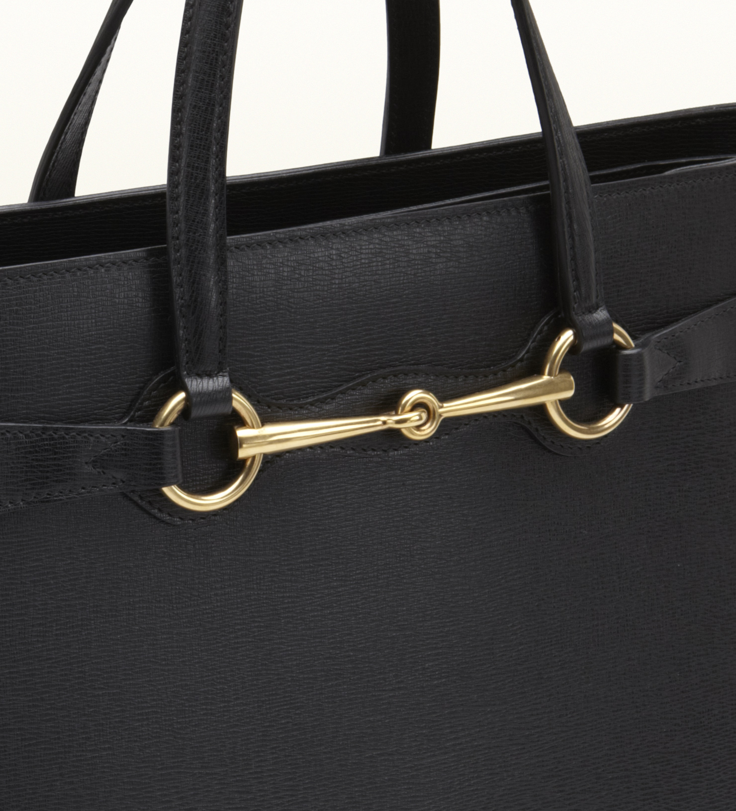Gucci Bright Bit Black Leather Top Handle Tote in Black Lyst