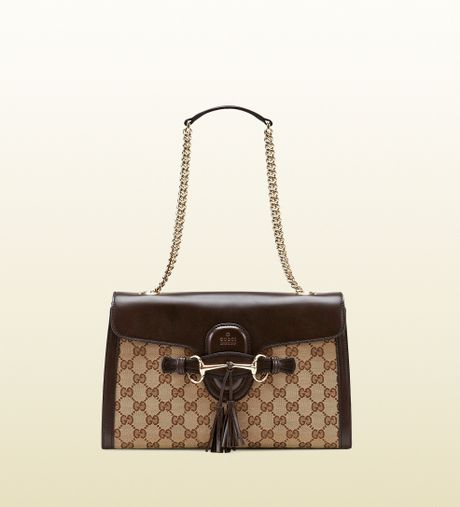 Gucci Emily Original Gg Canvas Chain Shoulder Bag in Brown (beige) | Lyst