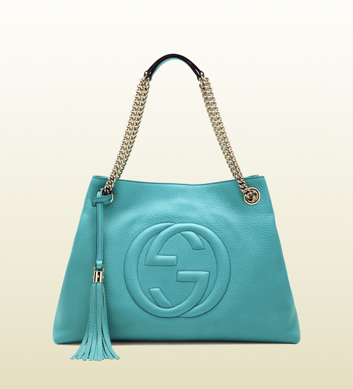 Lyst - Gucci Soho Light Blue Leather Shoulder Bag in Blue