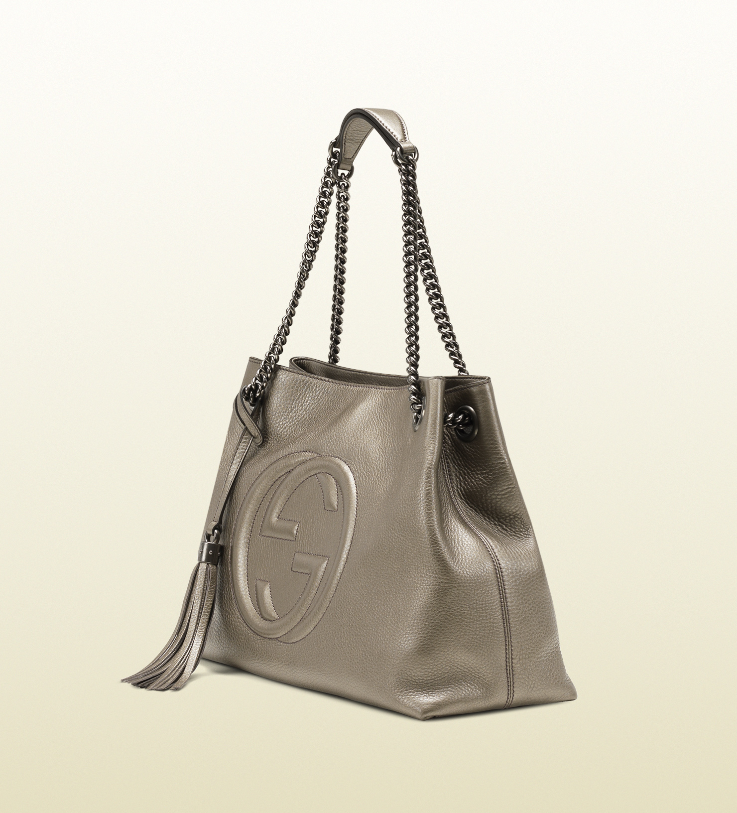 Gucci Soho Metallic Leather Shoulder Bag in Gray - Lyst