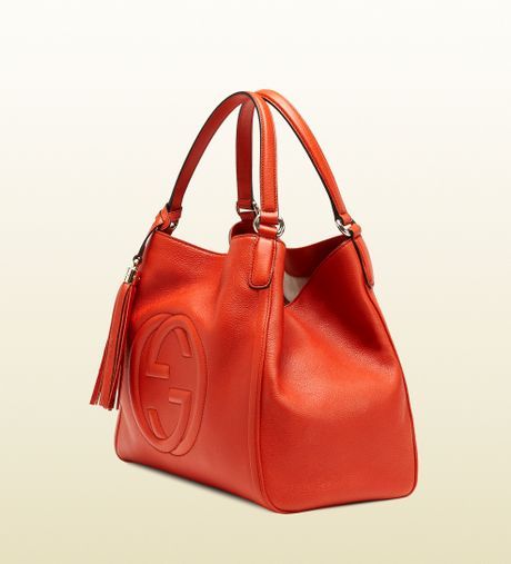 Gucci Soho Leather Shoulder Bag in Orange | Lyst