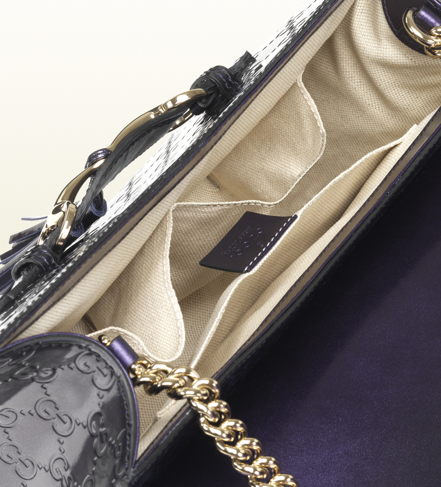 Lyst - Gucci Emily Shiny Guccissima Chain Shoulder Bag in Purple