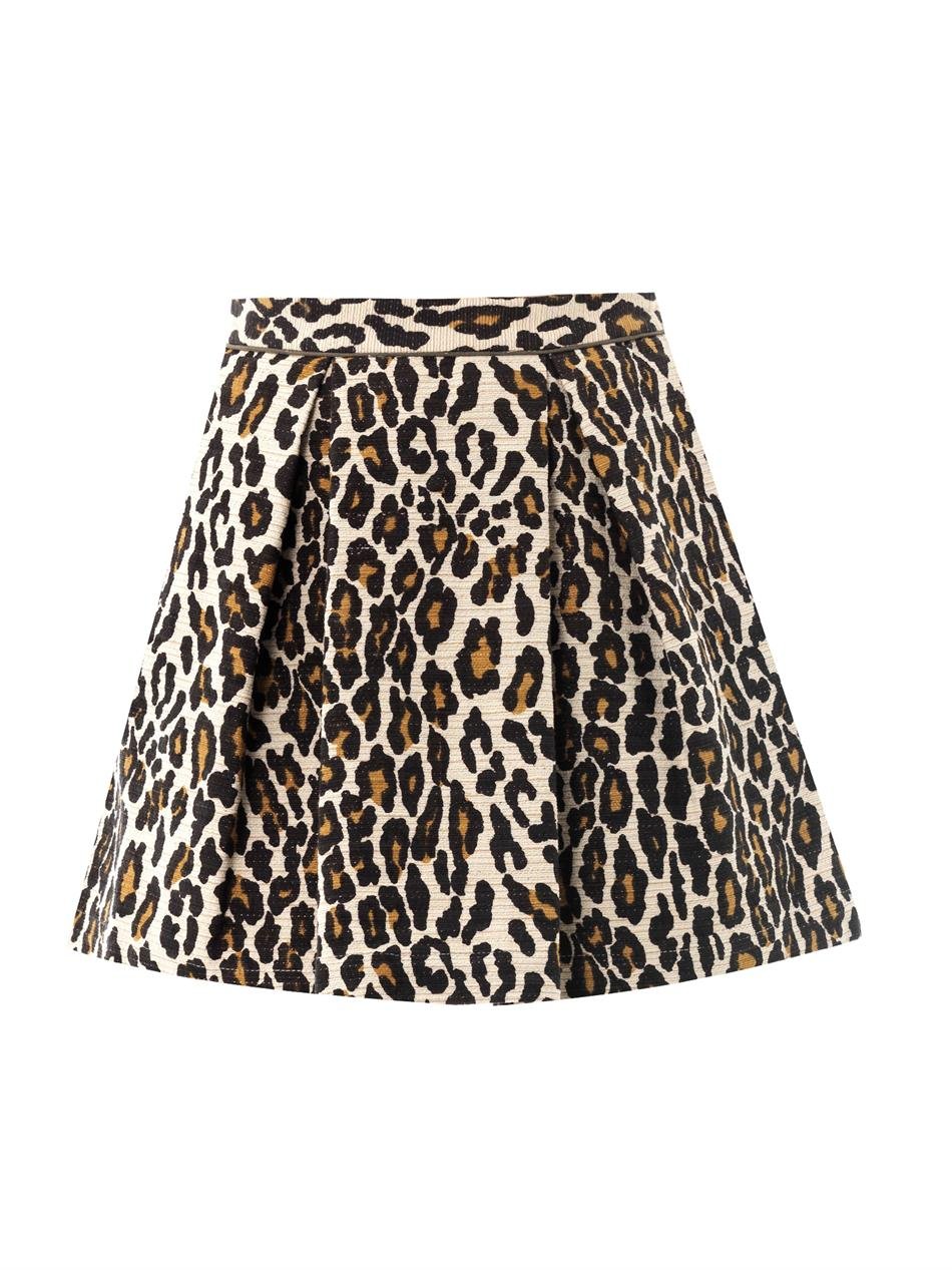 Sea Leopard print Cotton Mini Skirt in Brown | Lyst