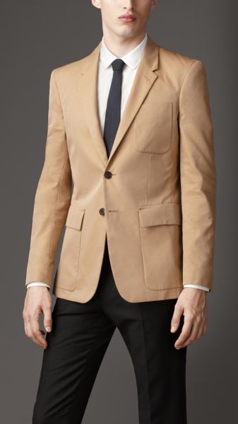 Burberry Modern Fit Cotton Jacket in Beige for Men (camel) | Lyst