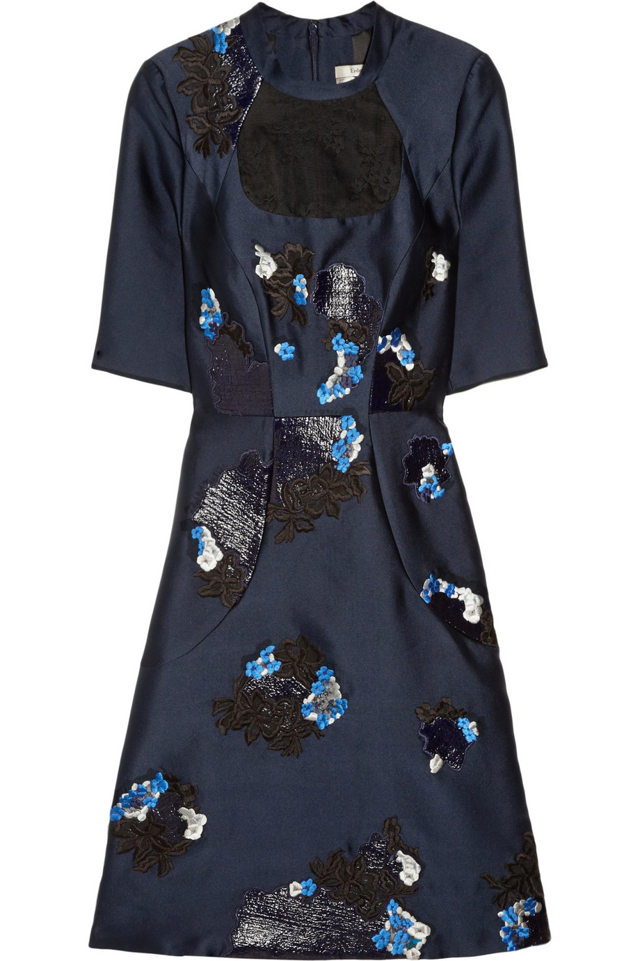 Lyst - Erdem Liza Embroidered Sateentwill Dress in Blue