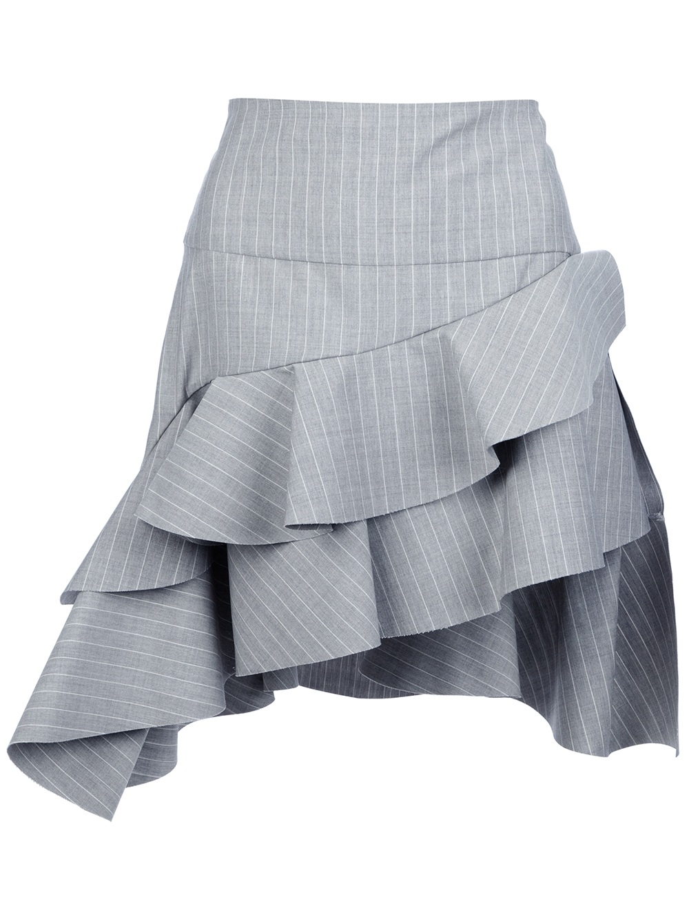 Lyst - Balenciaga Pinstripe Ruffled Skirt in Gray