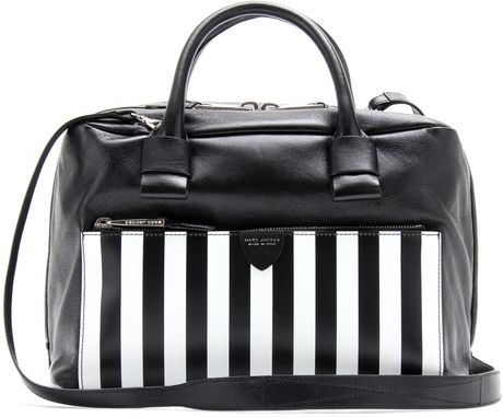 Marc Jacobs Small Antonia Striped Leather Bag in Black | Lyst