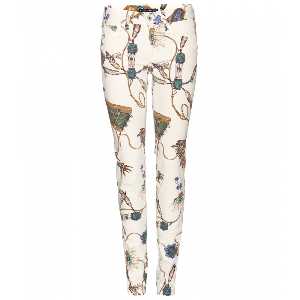 Polo ralph lauren Printed Skinny Jeans in White | Lyst