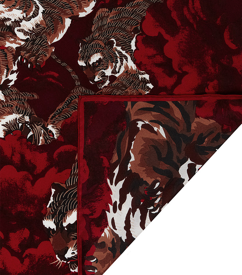 Kenzo Flying Tiger Silk Scarf in Red | Lyst