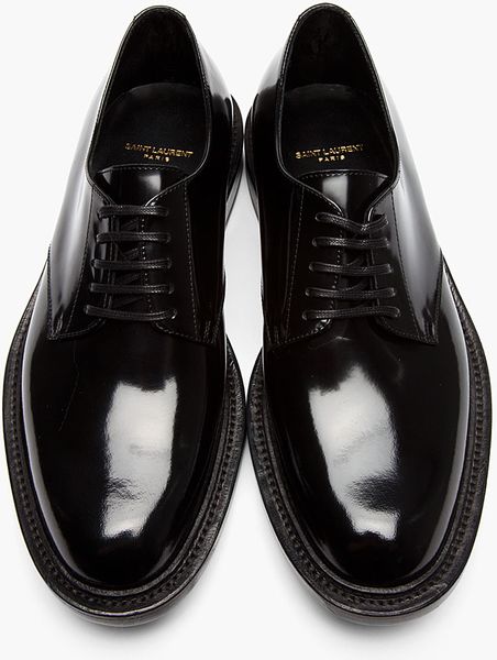 Saint Laurent Black and Silver Nail_perforated Brogues in Black for Men ...