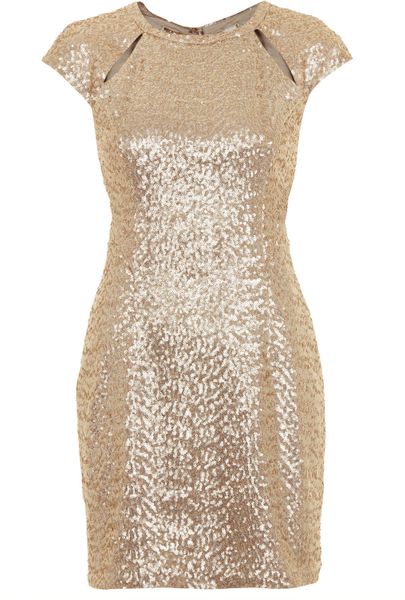 Topshop Sequin Cutout Mini Dress in Gold | Lyst